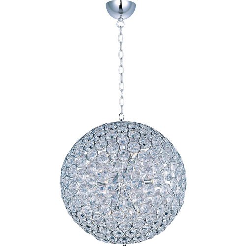 ET2 Lighting 24" 12-Light Single Pendant in Polished Chrome with Crystal