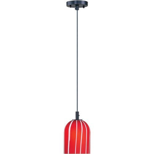 ET2 Lighting 5" 1-Light Pendant in Bronze with Red Glass