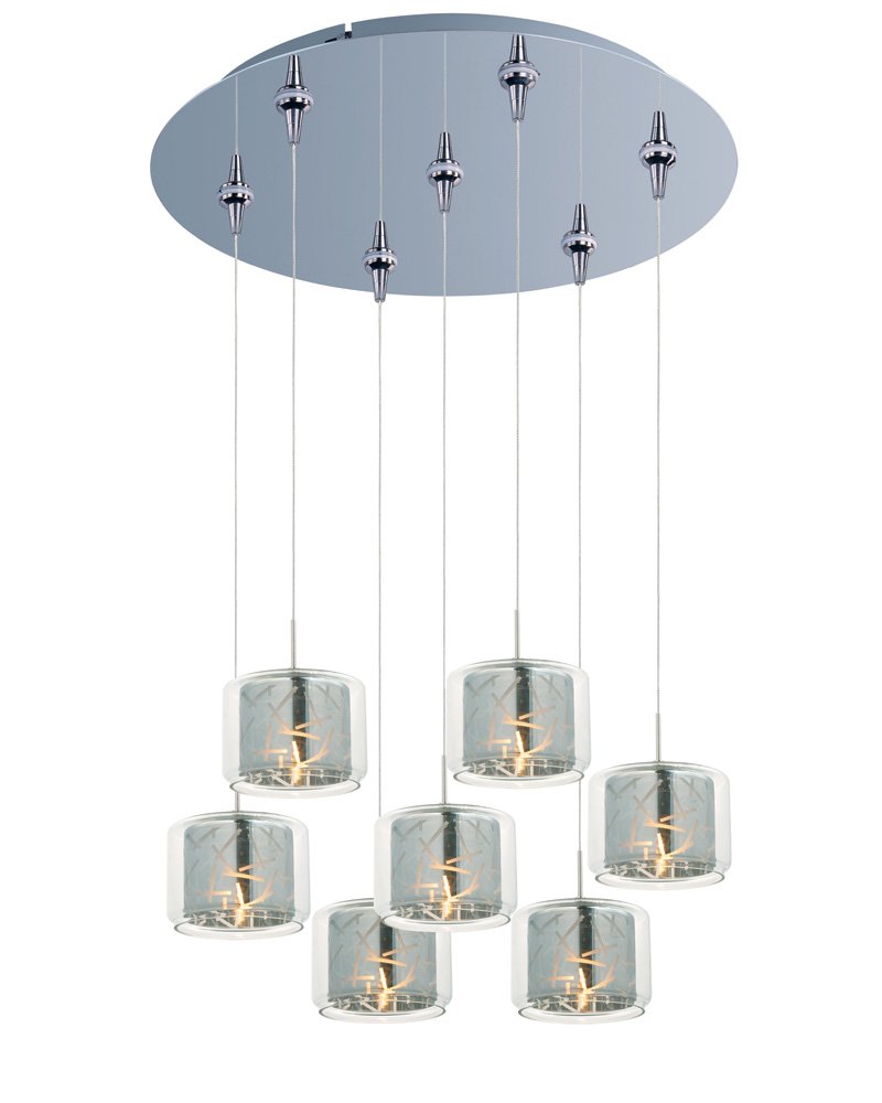 ET2 Lighting Confetti 7-Light RapidJack Pendant and Canopy in Polished Chrome
