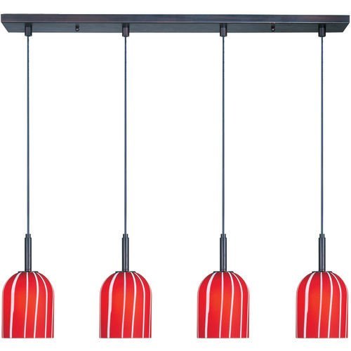 ET2 Lighting 5" 4-Light Pendant in Bronze with Red Glass
