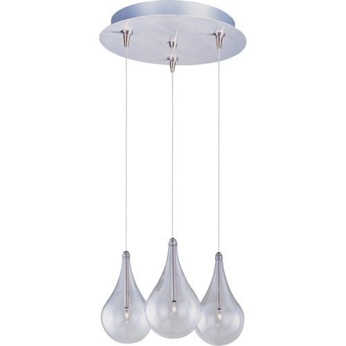 ET2 Lighting 11 3/4" 3-Light RapidJack Pendant and Canopy in Satin Nickel with Clear Glass