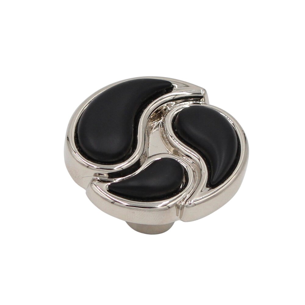 Salo Art Design 1-1/2" Round Knob in Polished Nickel with Matte Black inlay