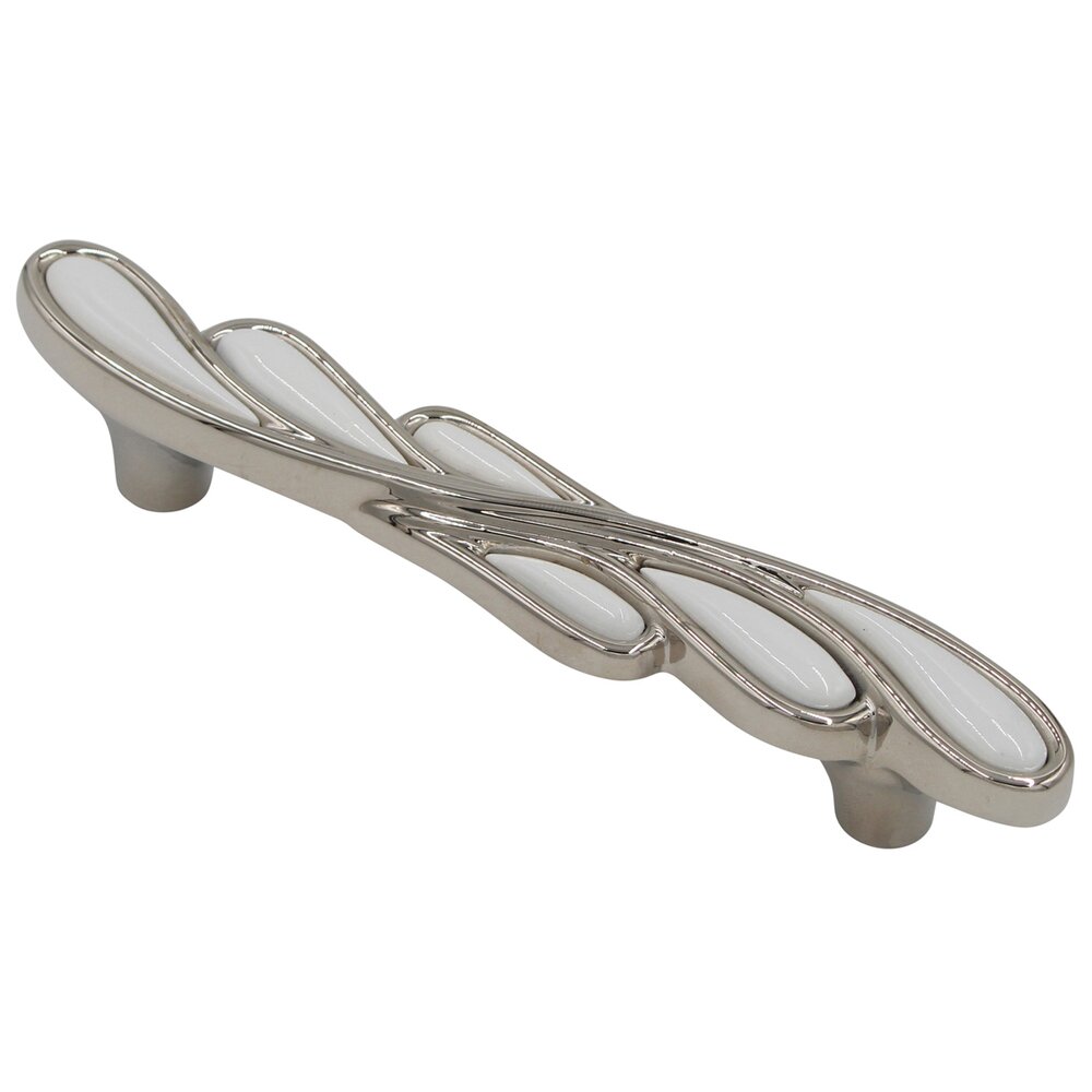Salo Art Design 4" Centers Pull in Polished Nickel with White inlay