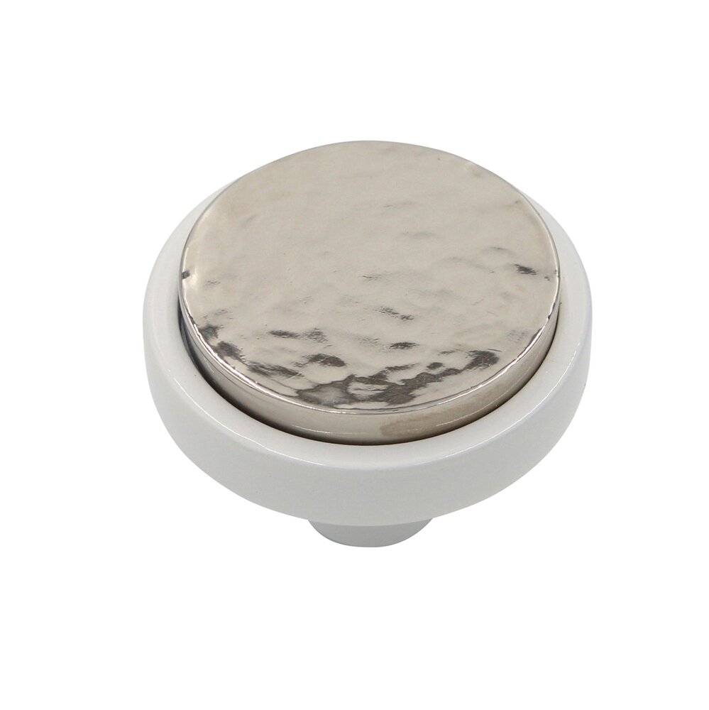 Salo Art Design 1 1/2" Round Knob in White/Polished Nickel