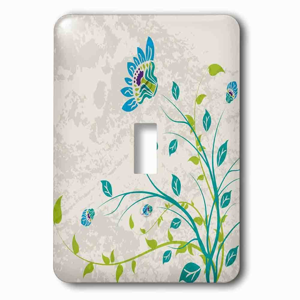 Jazzy Wallplates Single Toggle Wallplate With Lime Green Blue Turquoise And Purple Art Nouveau Style Flowers On Grunge Floral Decorative Nature