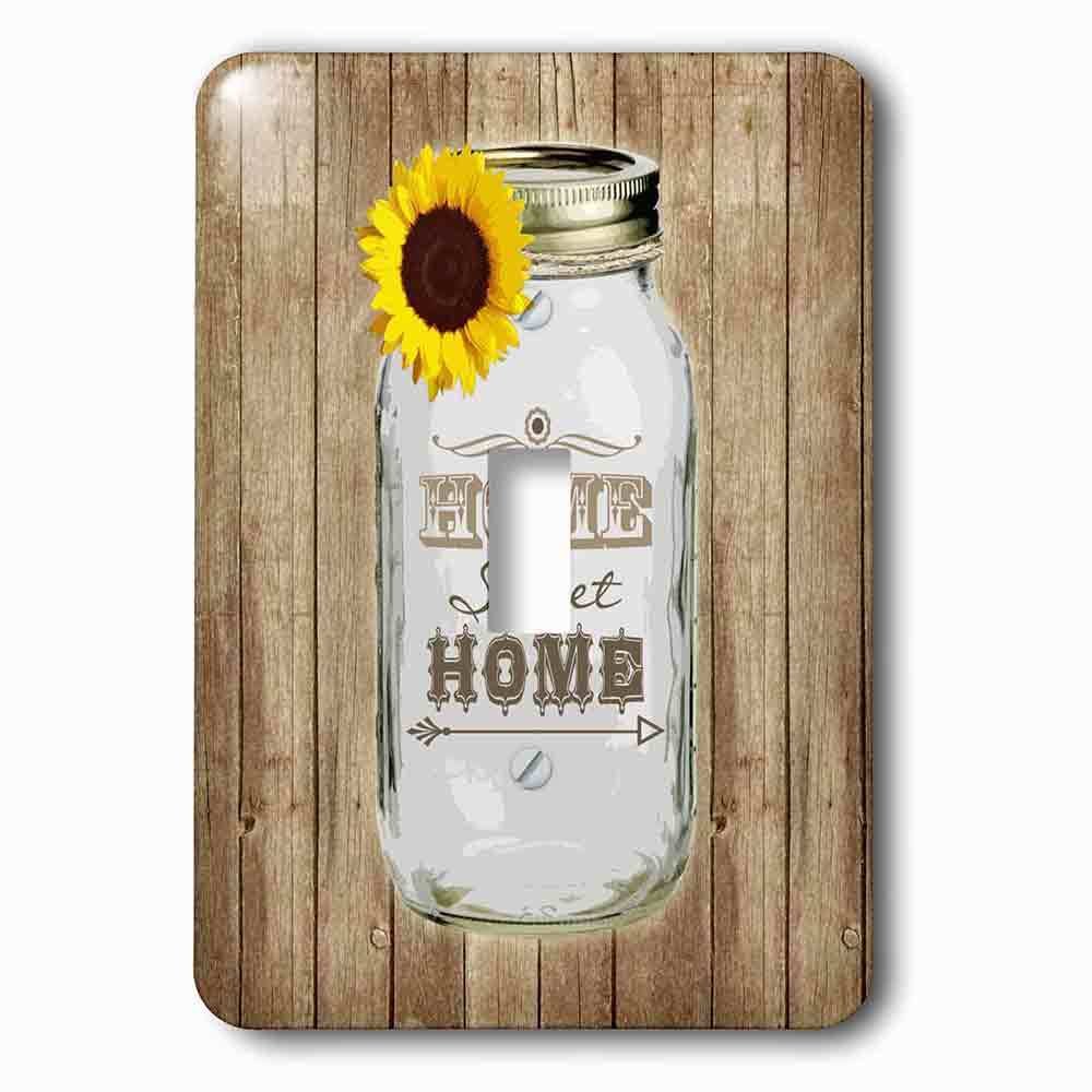 Jazzy Wallplates Single Toggle Wallplate With Country Rustic Mason Jar With Sunflower Home Sweet Home