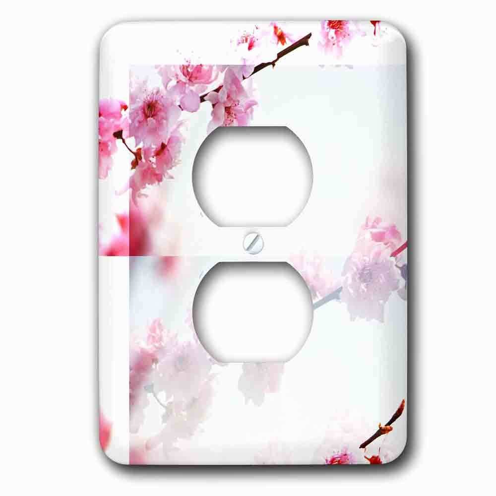 Jazzy Wallplates Single Duplex Outlet With Inspired Pink Cherry Blossom Flowers Floral Print