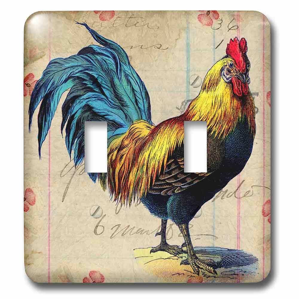 Jazzy Wallplates Double Toggle Switchplate With Vintage Rooster Digital Art