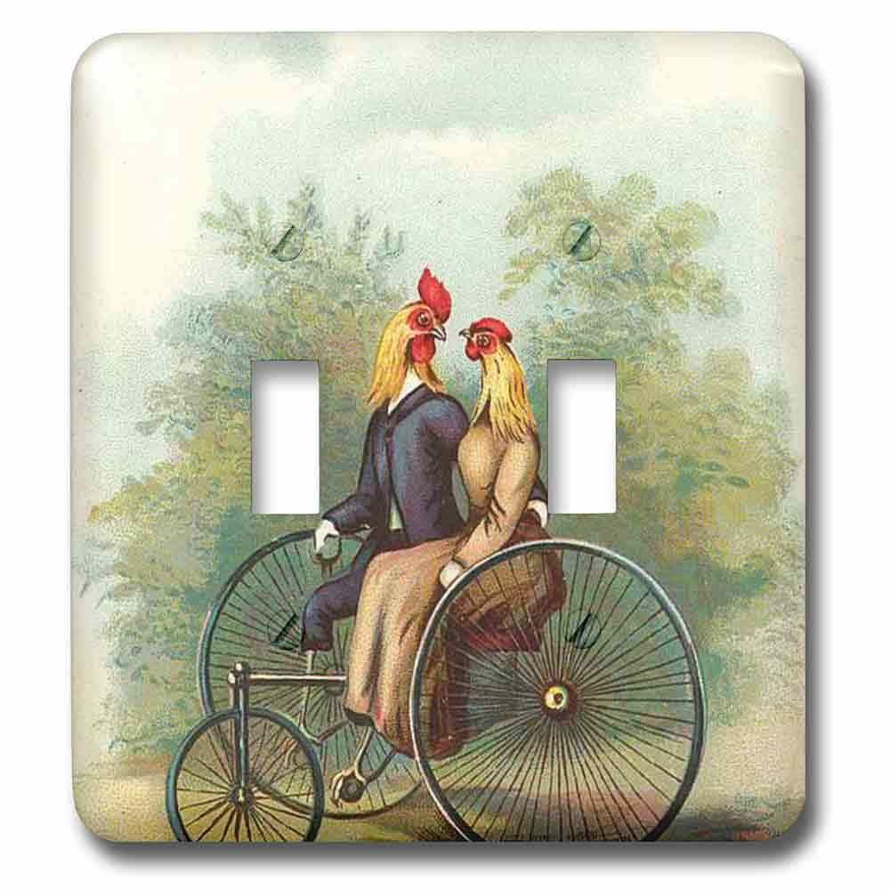 Jazzy Wallplates Double Toggle Switch Plate With Rooster Courtship
