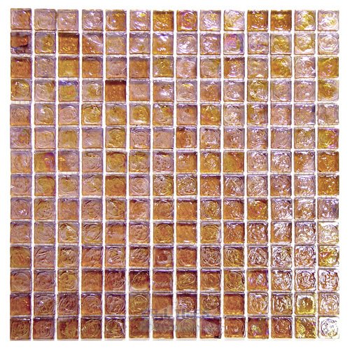 Distinctive Glass Mosaic Amber Iridescent 12" x 12" Film Faced Sheet