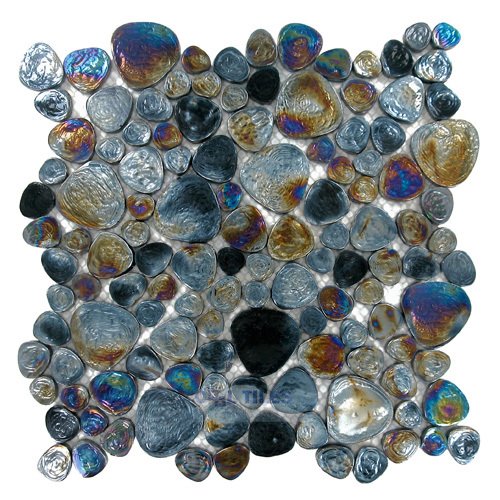 Distinctive Glass 11 1/4" x 11 1/4" Glass Mosaic in Black Iridescent Mix