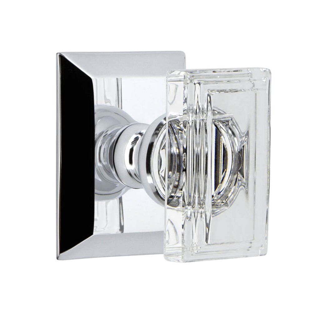 Grandeur Fifth Avenue Square Rosette Single Dummy with Carre Crystal Knob in Bright Chrome