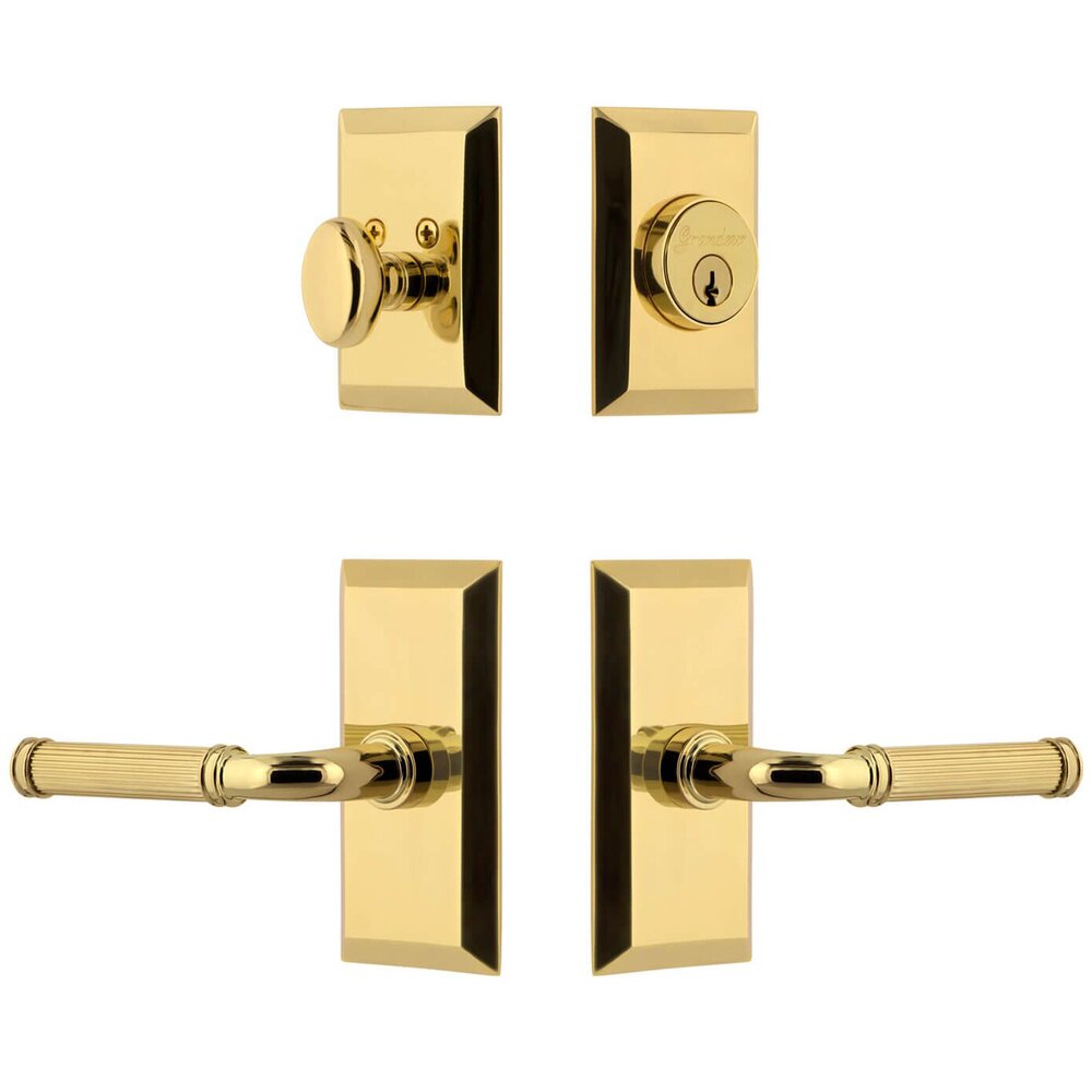Grandeur Fifth Avenue Short Plate Entry Set with Soleil Lever in Lifetime Brass