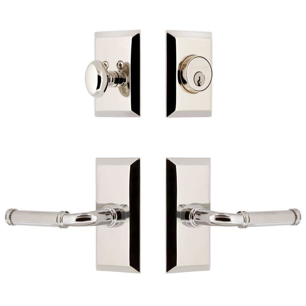 Grandeur Fifth Avenue Short Plate Entry Set with Soleil Lever in Polished Nickel