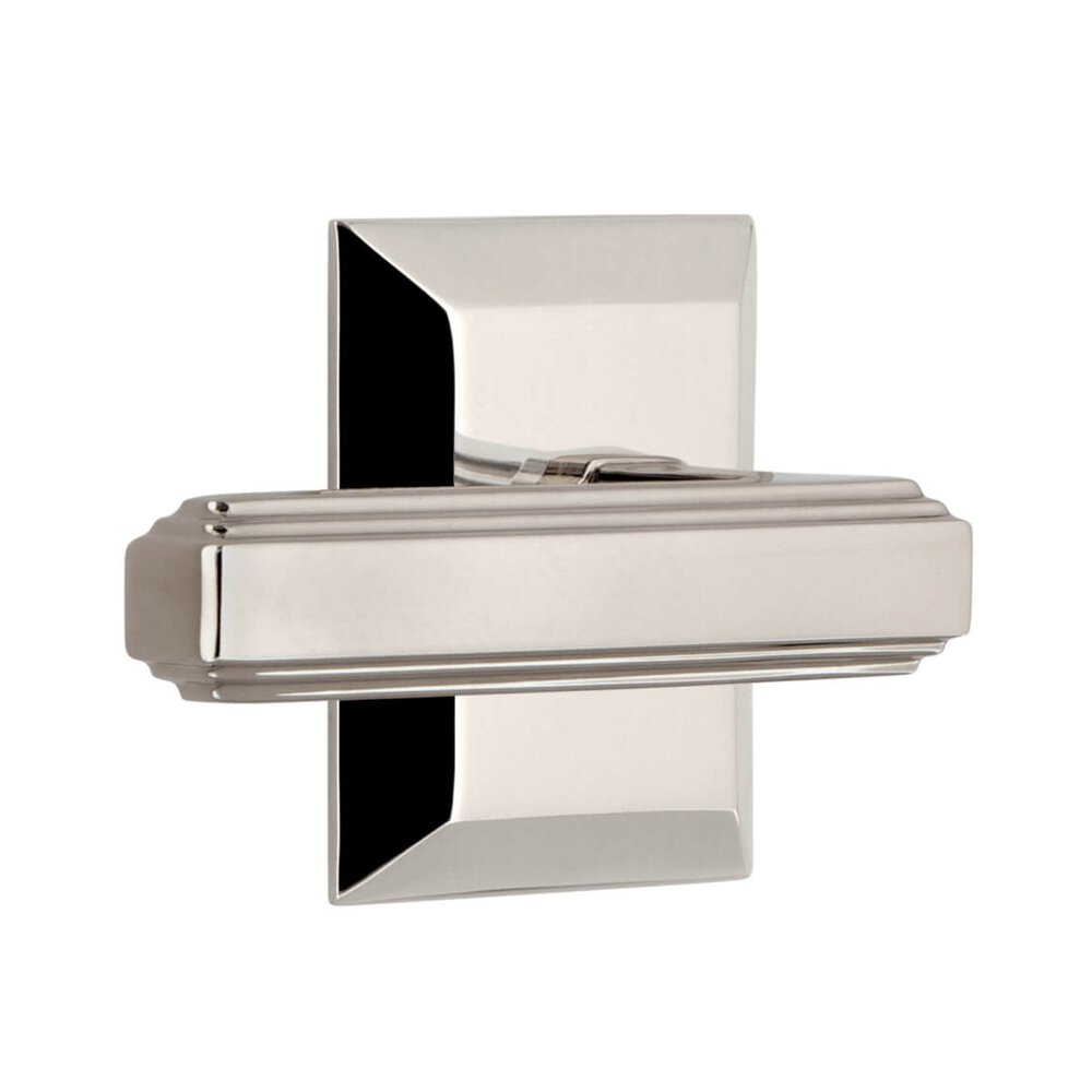 Grandeur Fifth Avenue Square Rosette Passage with Carre Lever in Polished Nickel
