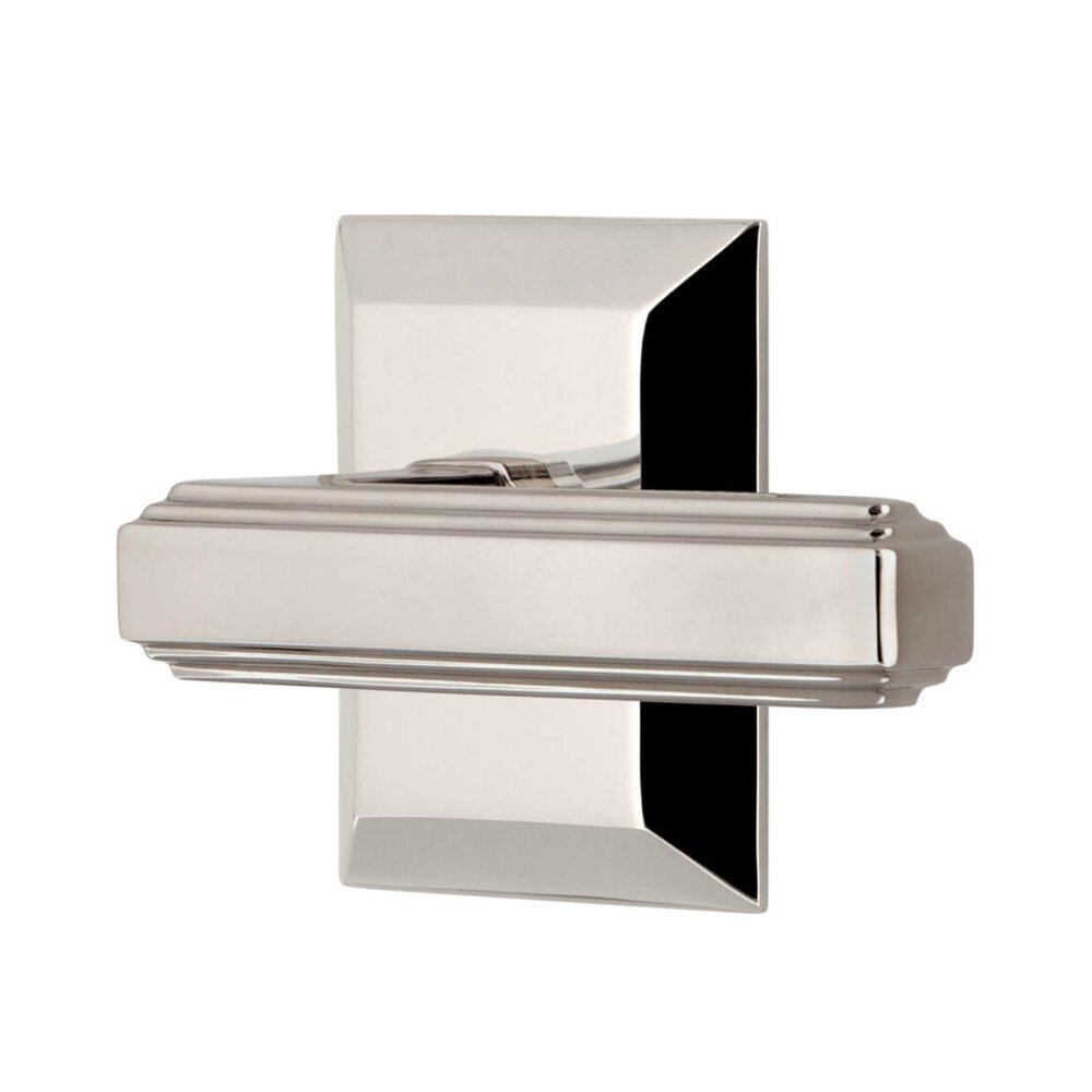 Grandeur Fifth Avenue Square Rosette Passage with Carre Lever in Polished Nickel
