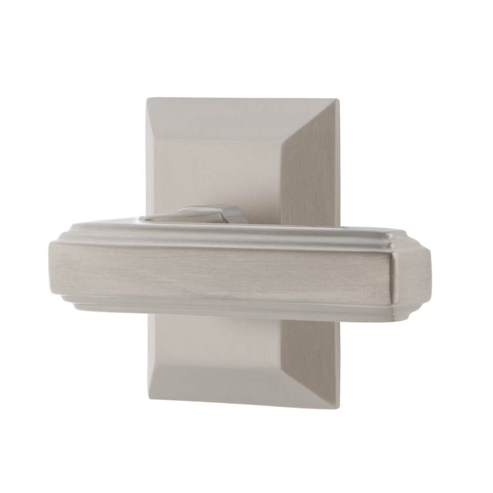 Grandeur Fifth Avenue Square Rosette Passage with Carre Lever in Satin Nickel