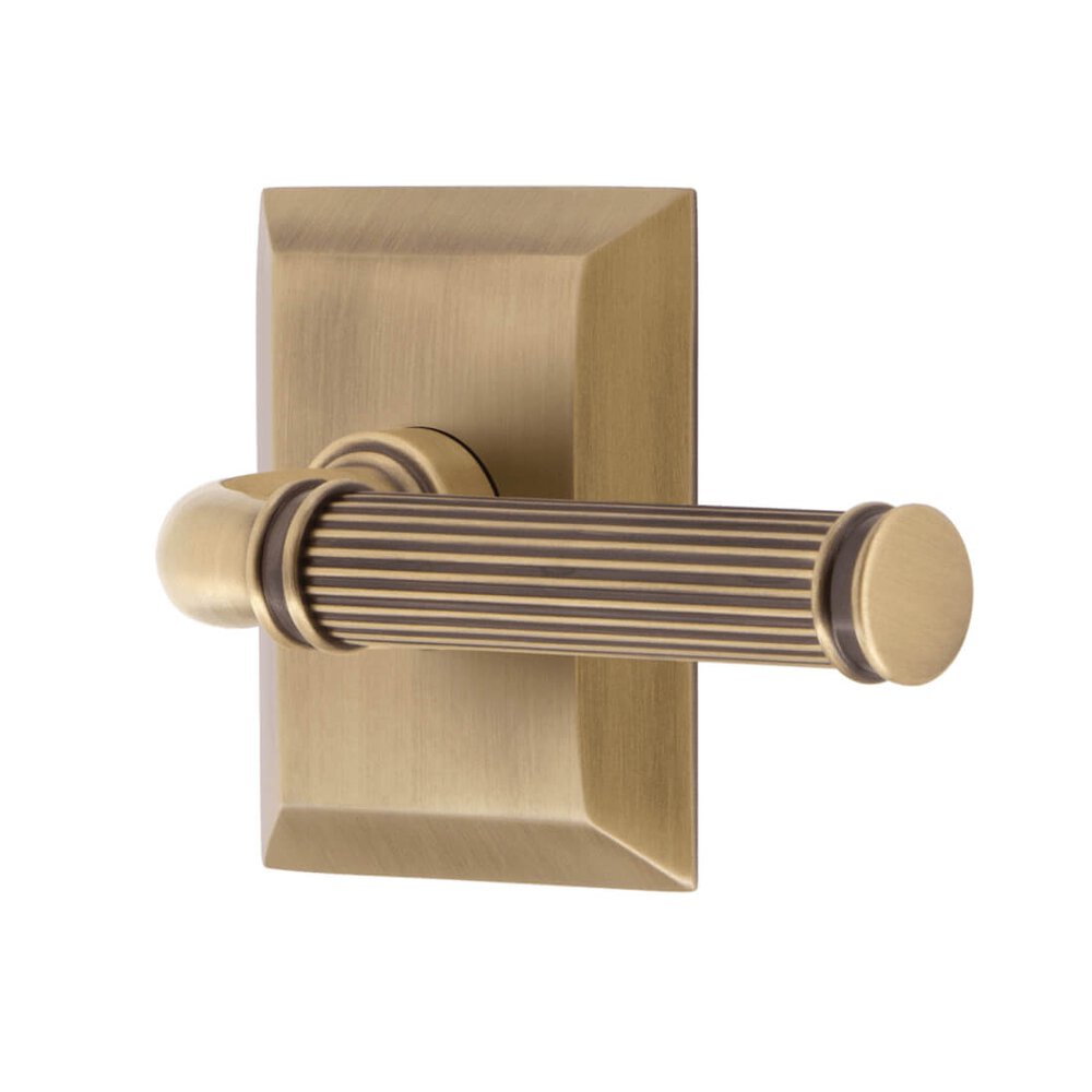 Grandeur Fifth Avenue Square Rosette Passage with Soleil Lever in Vintage Brass