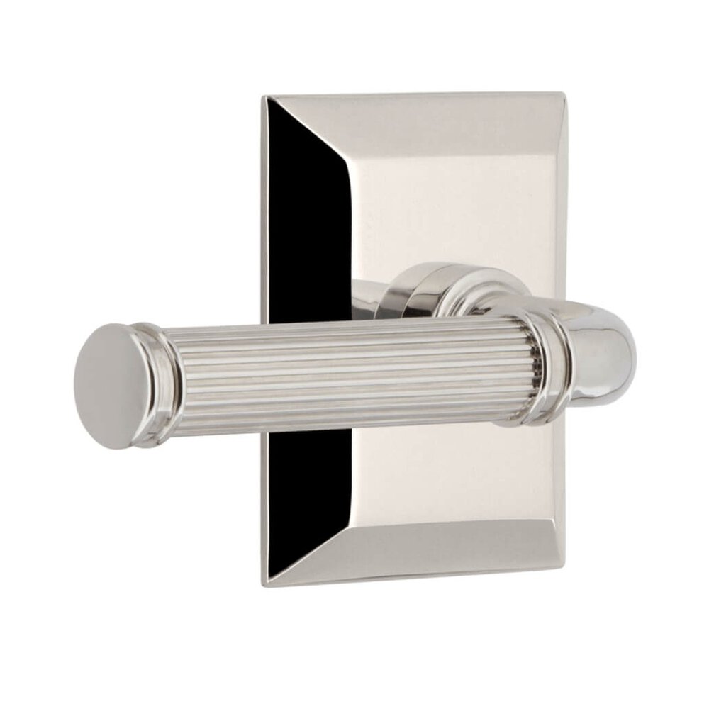 Grandeur Fifth Avenue Square Rosette Privacy with Soleil Lever in Polished Nickel