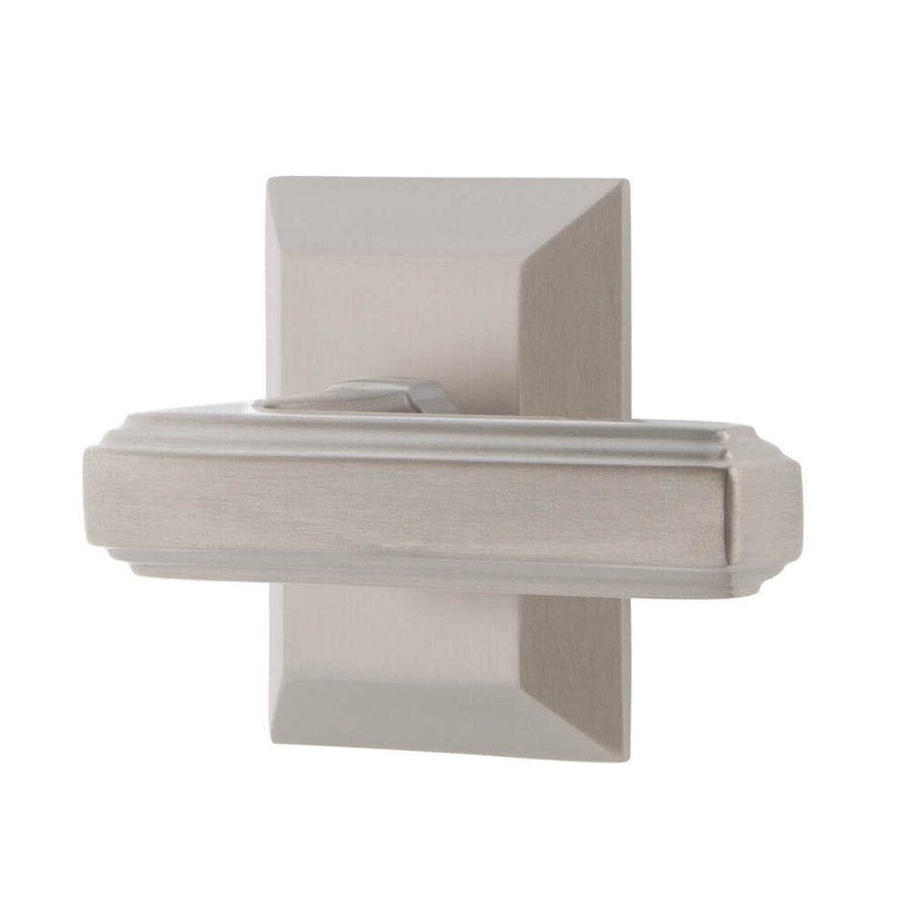 Grandeur Fifth Avenue Square Rosette Privacy with Carre Lever in Satin Nickel