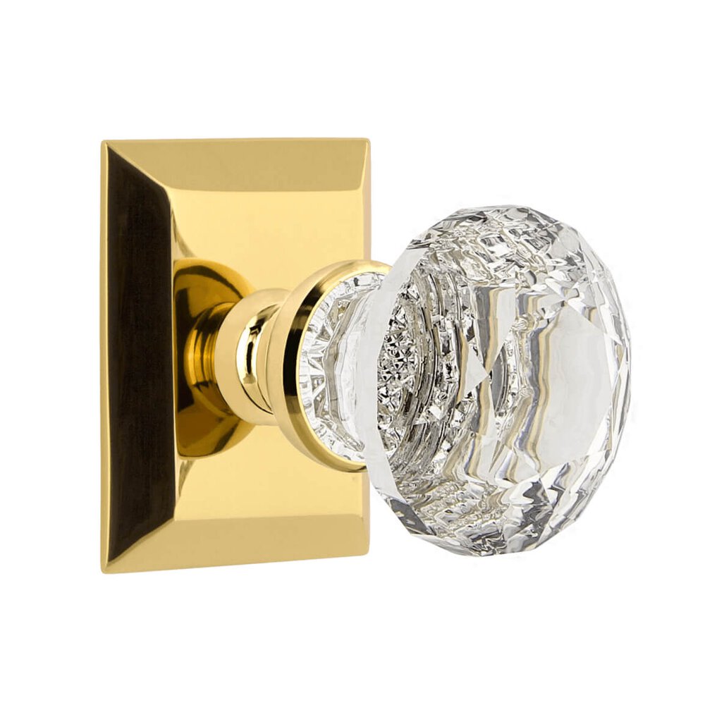 Grandeur Fifth Avenue Square Rosette Single Dummy with Brilliant Crystal Knob in Lifetime Brass