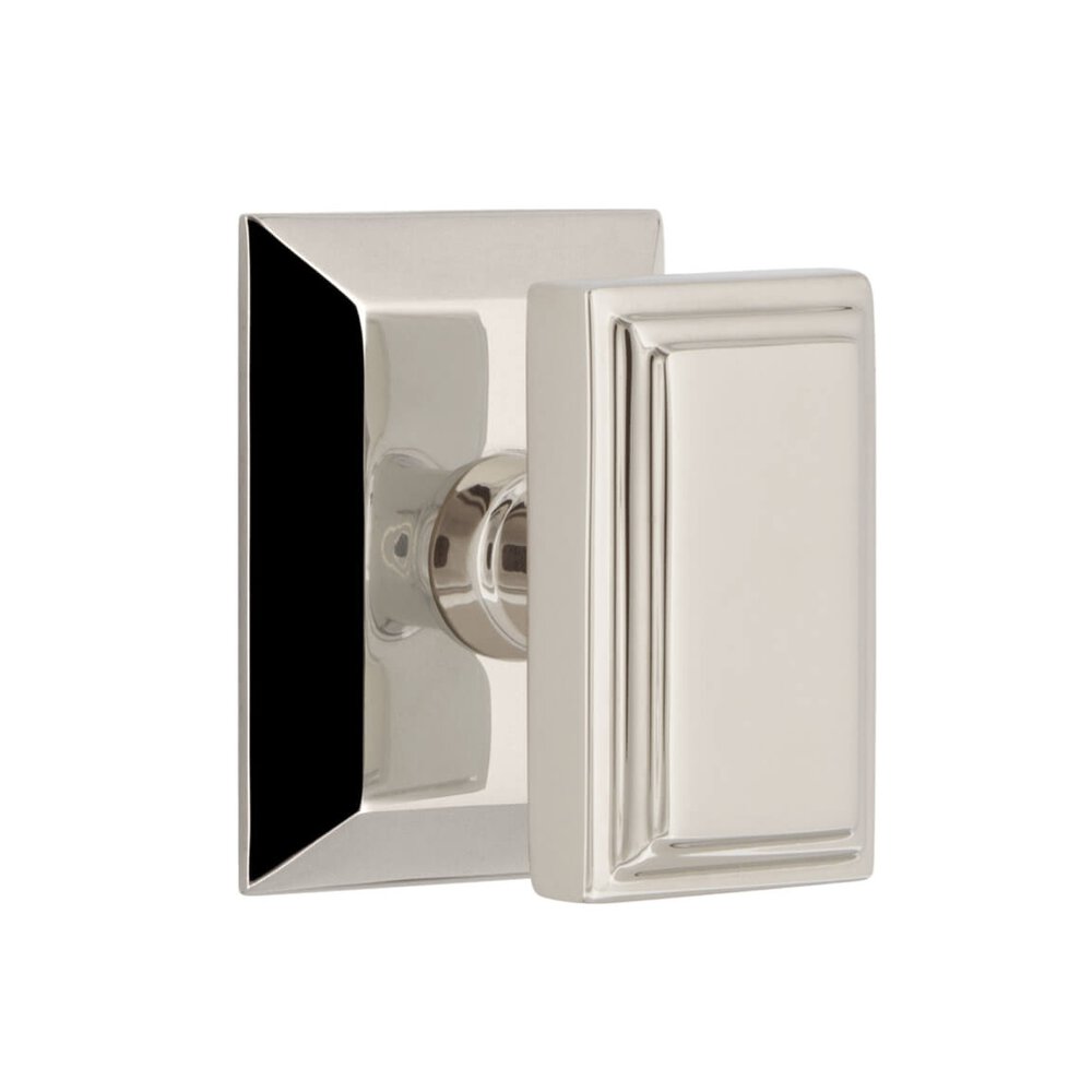 Grandeur Fifth Avenue Square Rosette Single Dummy with Carre Knob in Polished Nickel