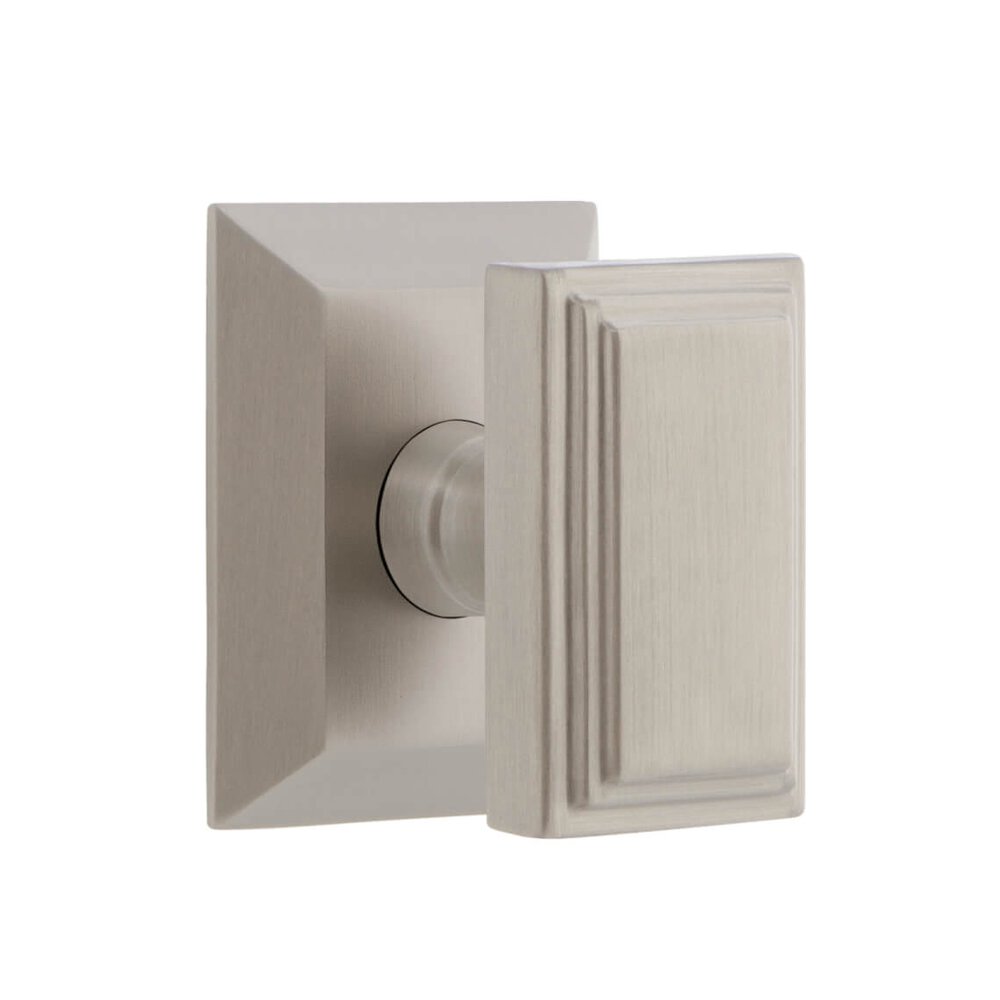 Grandeur Fifth Avenue Square Rosette Single Dummy with Carre Knob in Satin Nickel