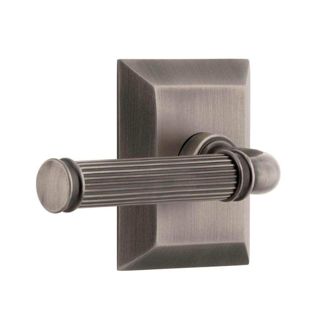 Grandeur Fifth Avenue Square Rosette Single Dummy with Soleil Lever in Antique Pewter