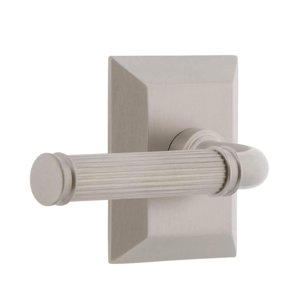 Grandeur Fifth Avenue Square Rosette Single Dummy with Soleil Lever in Satin Nickel