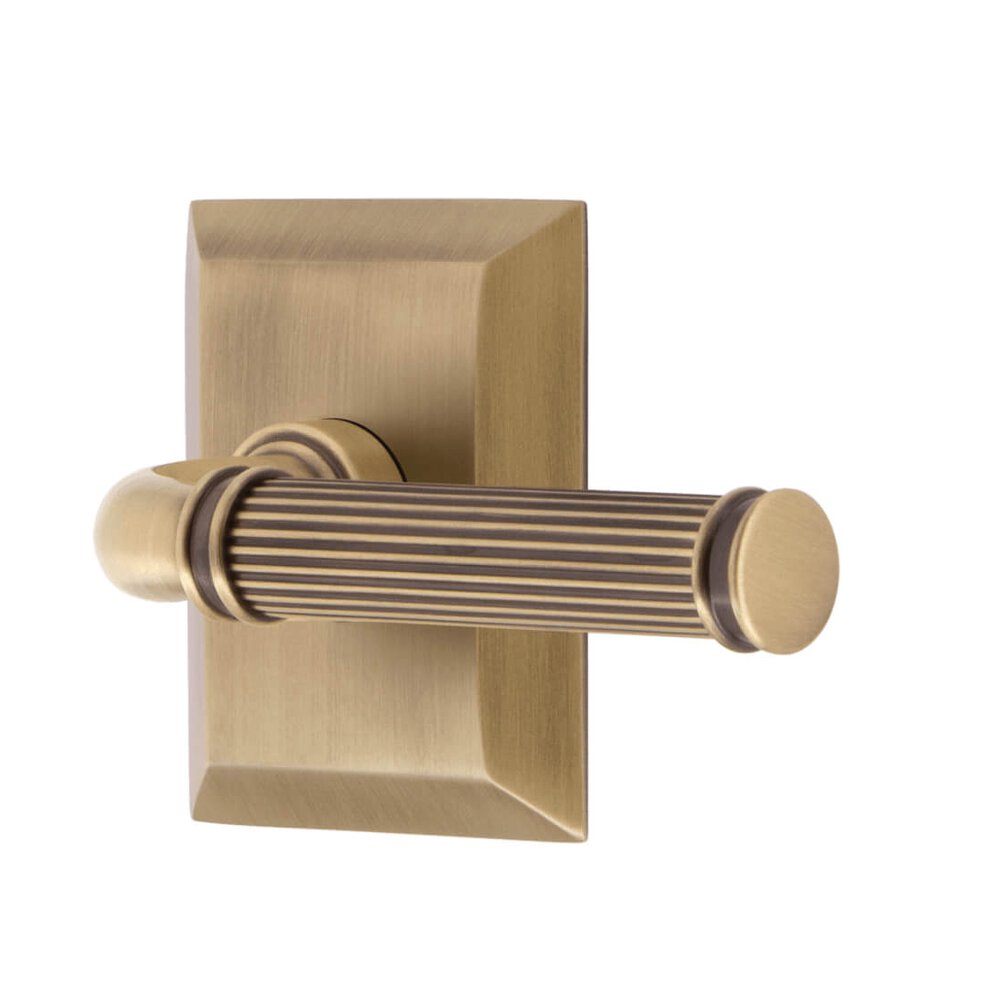 Grandeur Fifth Avenue Square Rosette Single Dummy with Soleil Lever in Vintage Brass