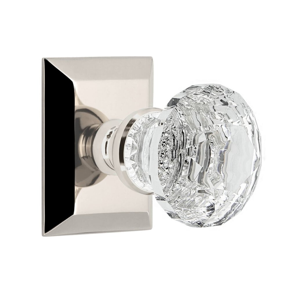 Grandeur Fifth Avenue Square Rosette Double Dummy with Brilliant Crystal Knob in Polished Nickel