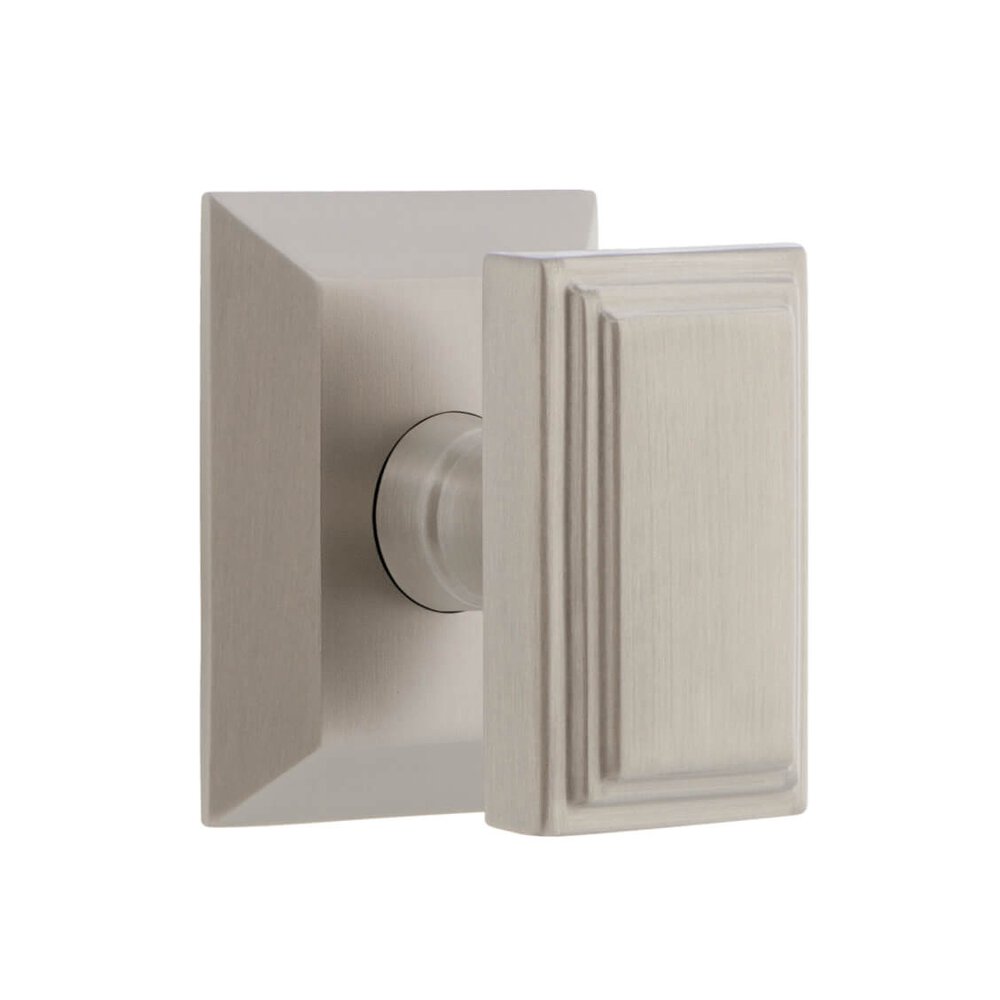 Grandeur Fifth Avenue Square Rosette Double Dummy with Carre Knob in Satin Nickel