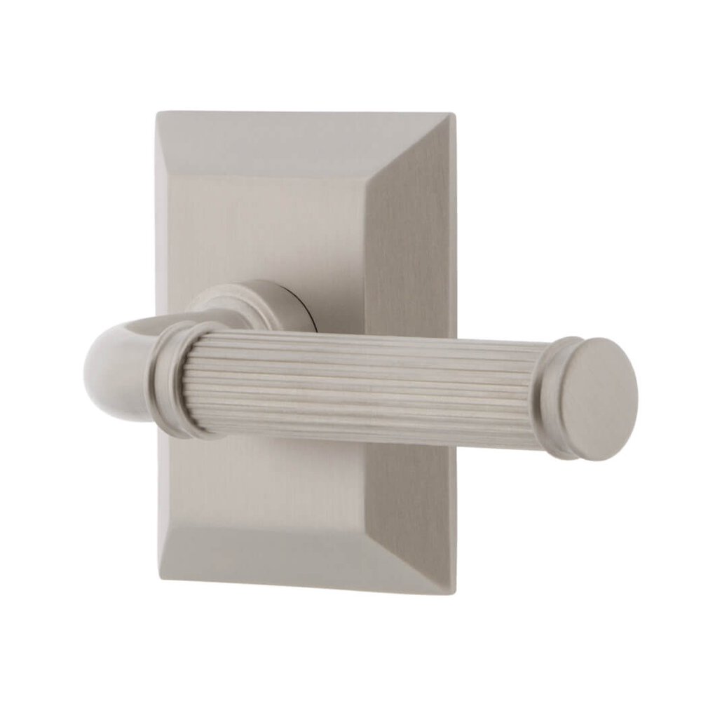 Grandeur Fifth Avenue Square Rosette Double Dummy with Soleil Lever in Satin Nickel