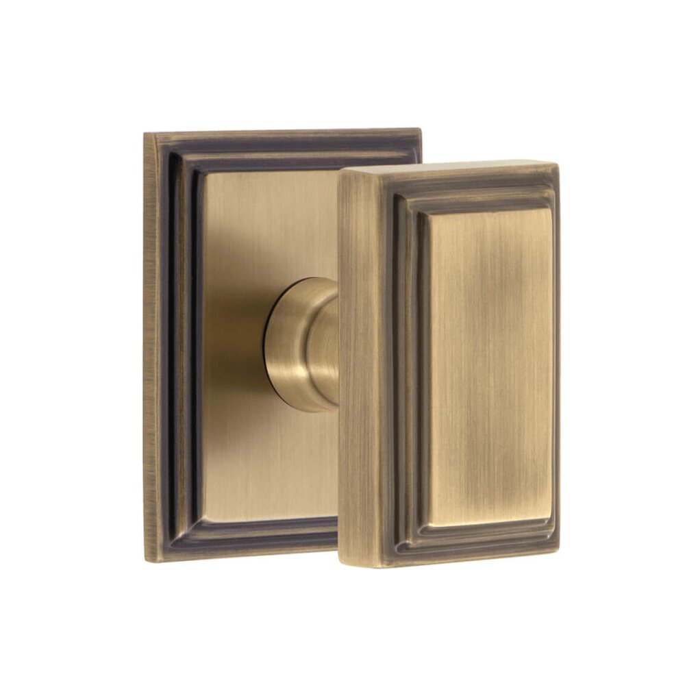 Grandeur Carre Square Rosette Passage with Carre Knob in Vintage Brass
