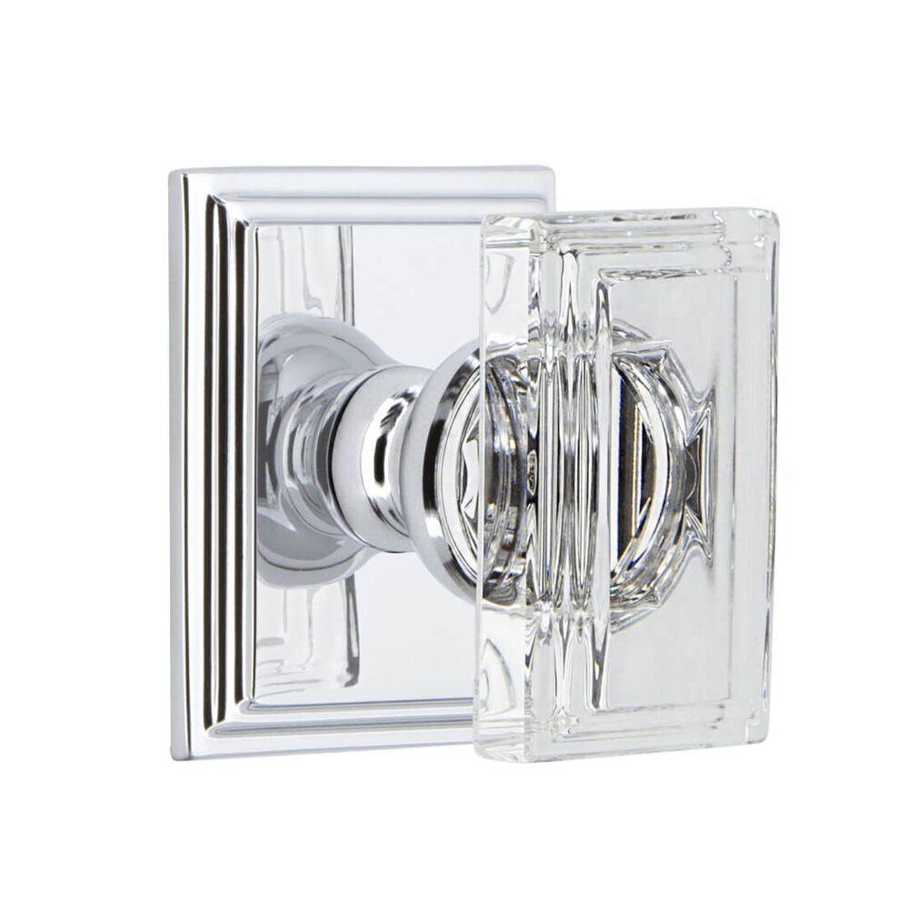 Grandeur Carre Square Rosette Passage with Carre Crystal Knob in Bright Chrome