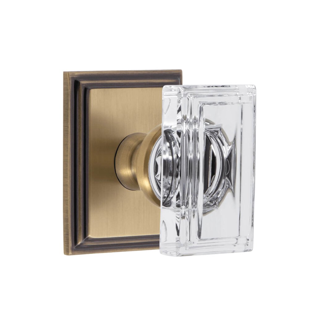 Grandeur Carre Square Rosette Passage with Carre Crystal Knob in Vintage Brass