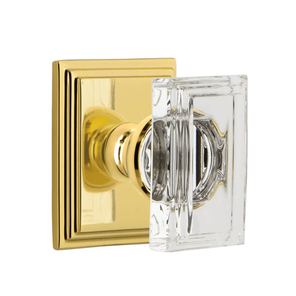 Grandeur Carre Square Rosette Passage with Carre Crystal Knob in Lifetime Brass