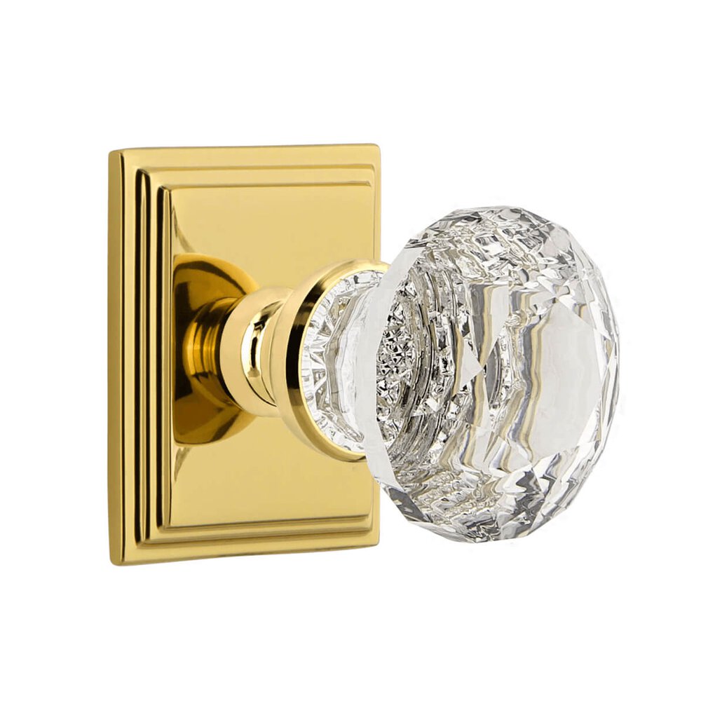 Grandeur Carre Square Rosette Privacy with Brilliant Crystal Knob in Lifetime Brass