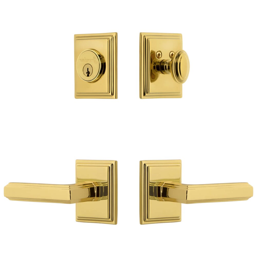 Grandeur Carre Square Rosette Entry Set with Carre Lever in Lifetime Brass
