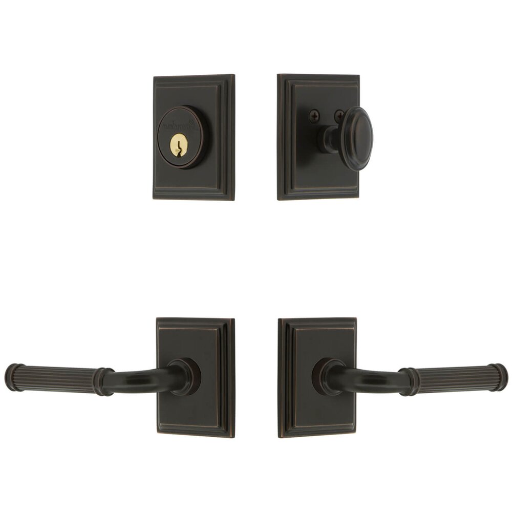 Grandeur Carre Square Rosette Entry Set with Soleil Lever in Timeless Bronze