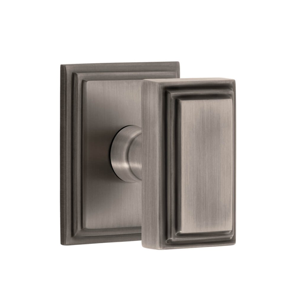 Grandeur Carre Square Rosette Privacy with Carre Knob in Antique Pewter