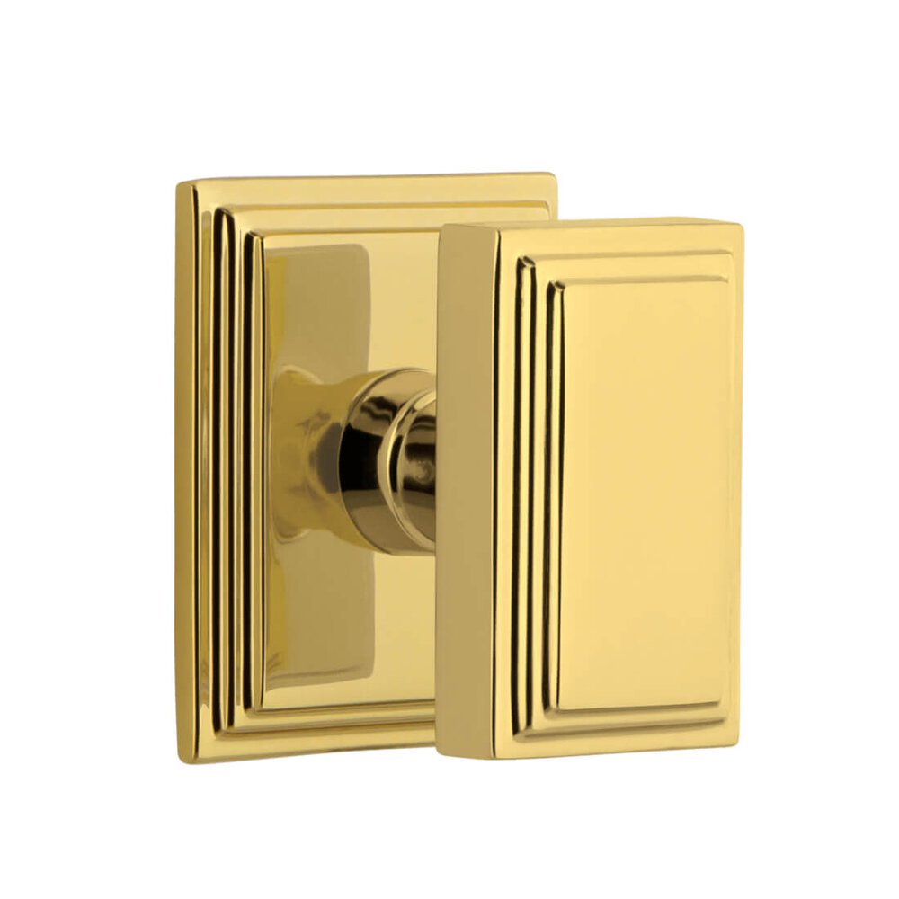 Grandeur Carre Square Rosette Privacy with Carre Knob in Lifetime Brass