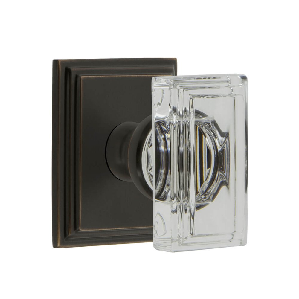 Grandeur Carre Square Rosette Privacy with Carre Crystal Knob in Timeless Bronze