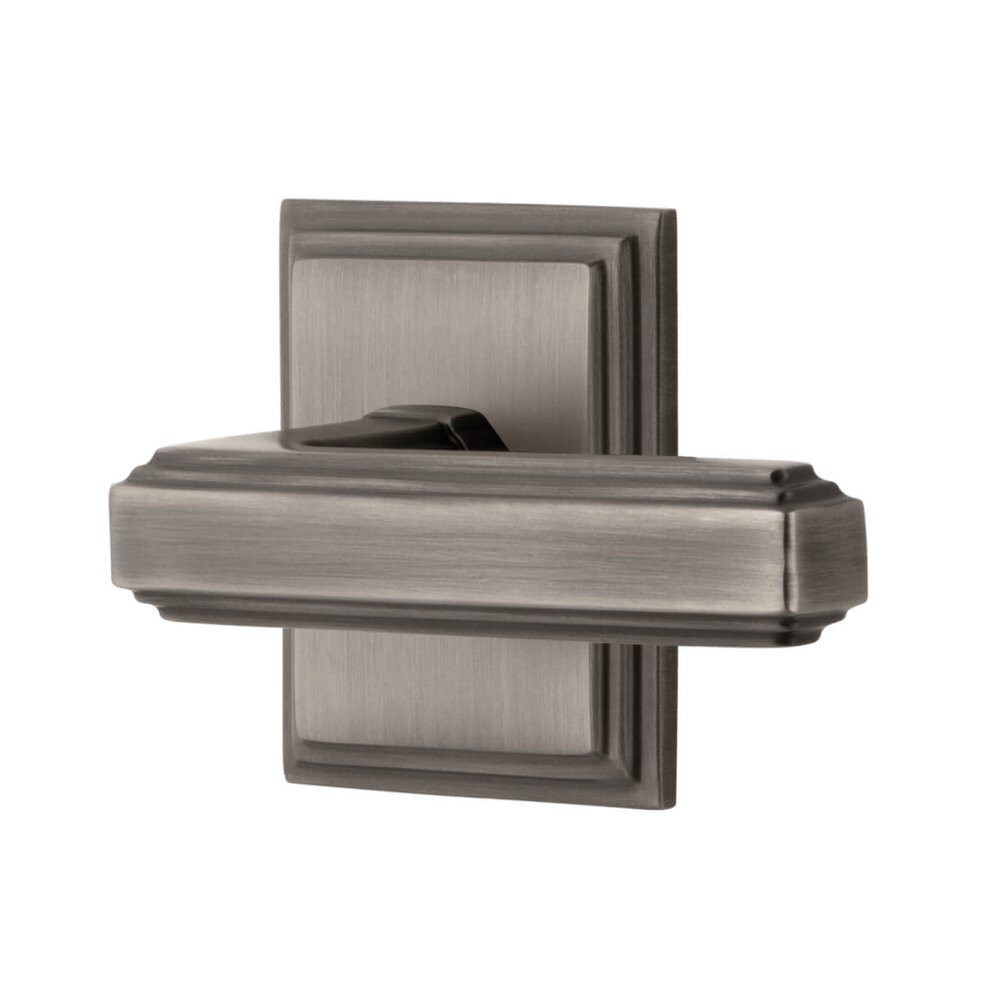 Grandeur Carre Square Rosette Privacy with Carre Lever in Antique Pewter