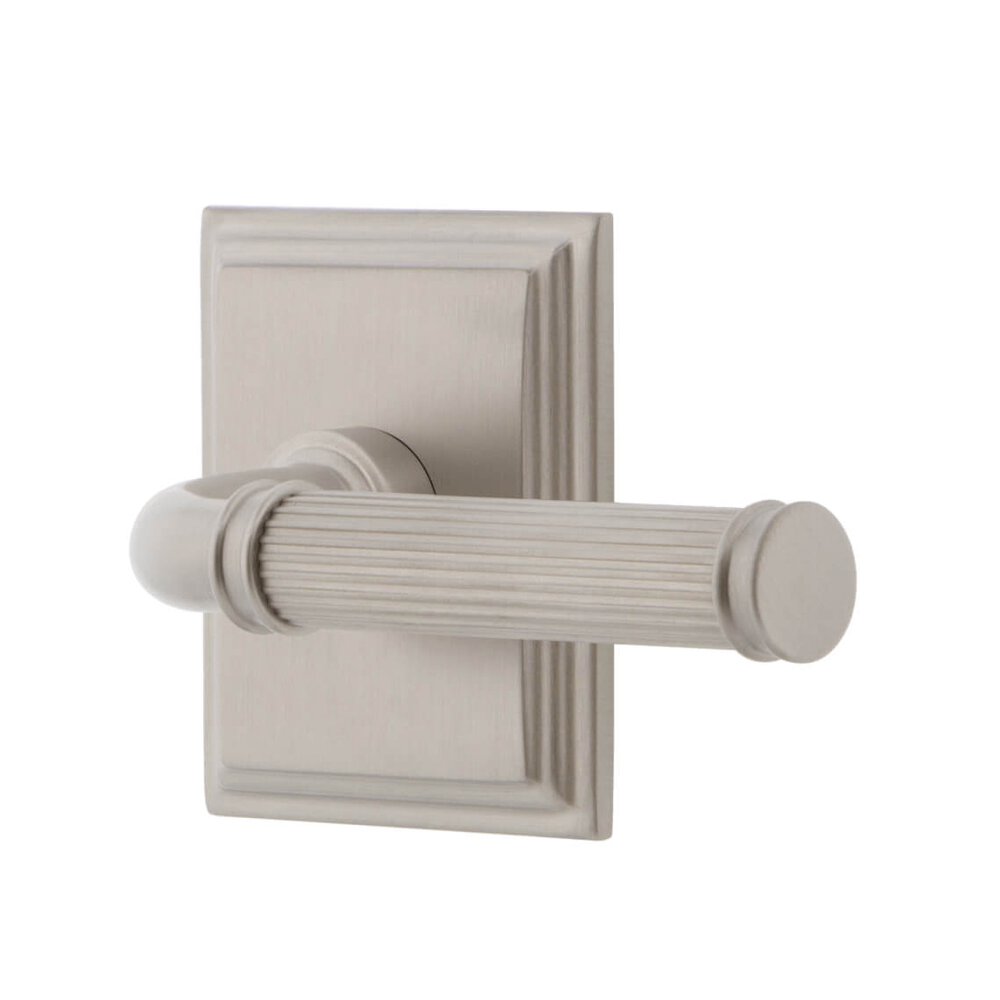 Grandeur Carre Square Rosette Privacy with Soleil Lever in Satin Nickel