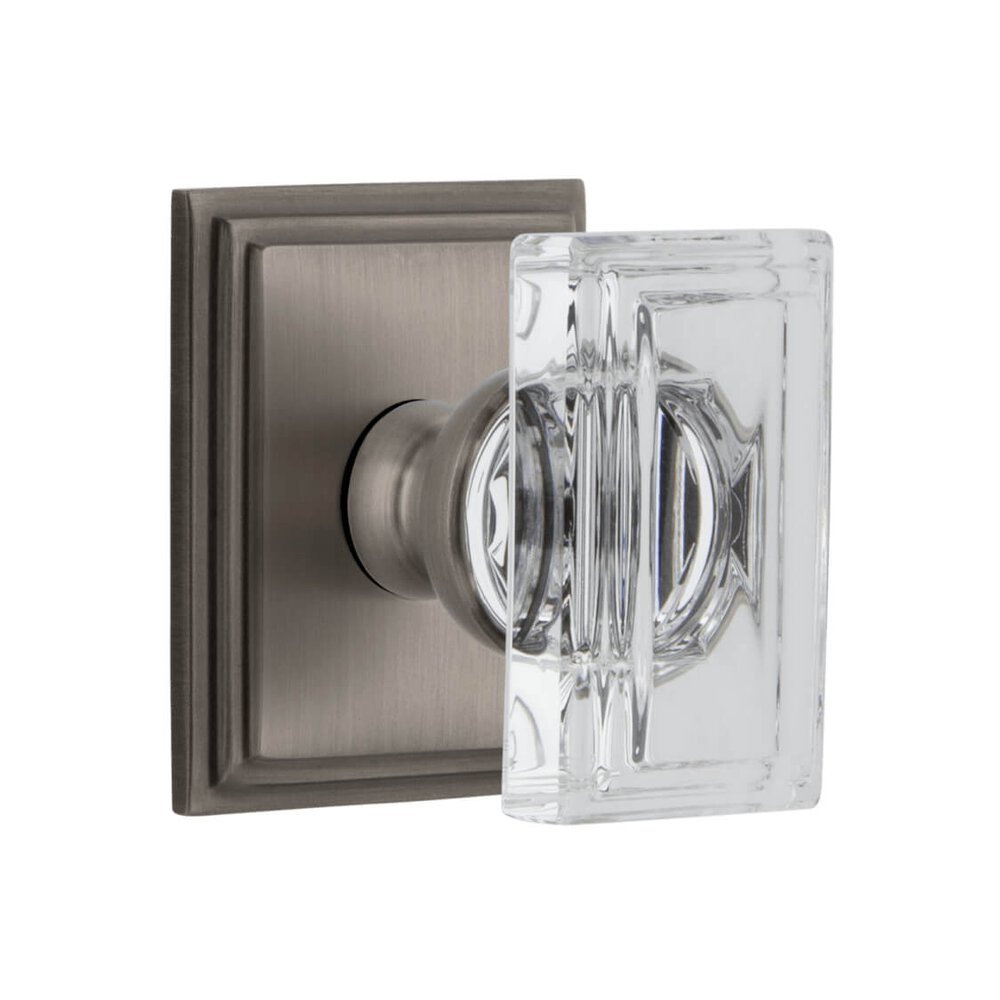 Grandeur Carre Square Rosette Single Dummy with Carre Crystal Knob in Antique Pewter