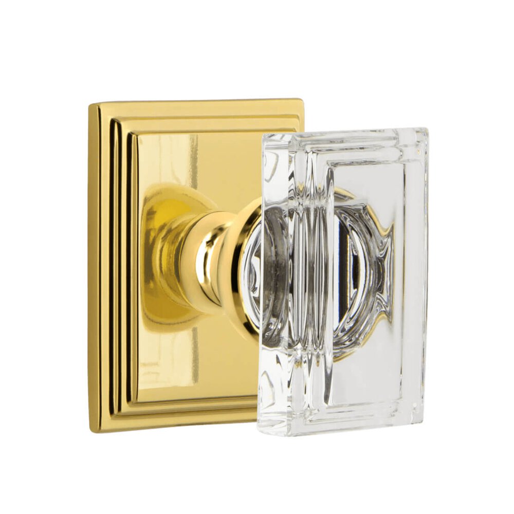 Grandeur Carre Square Rosette Single Dummy with Carre Crystal Knob in Lifetime Brass