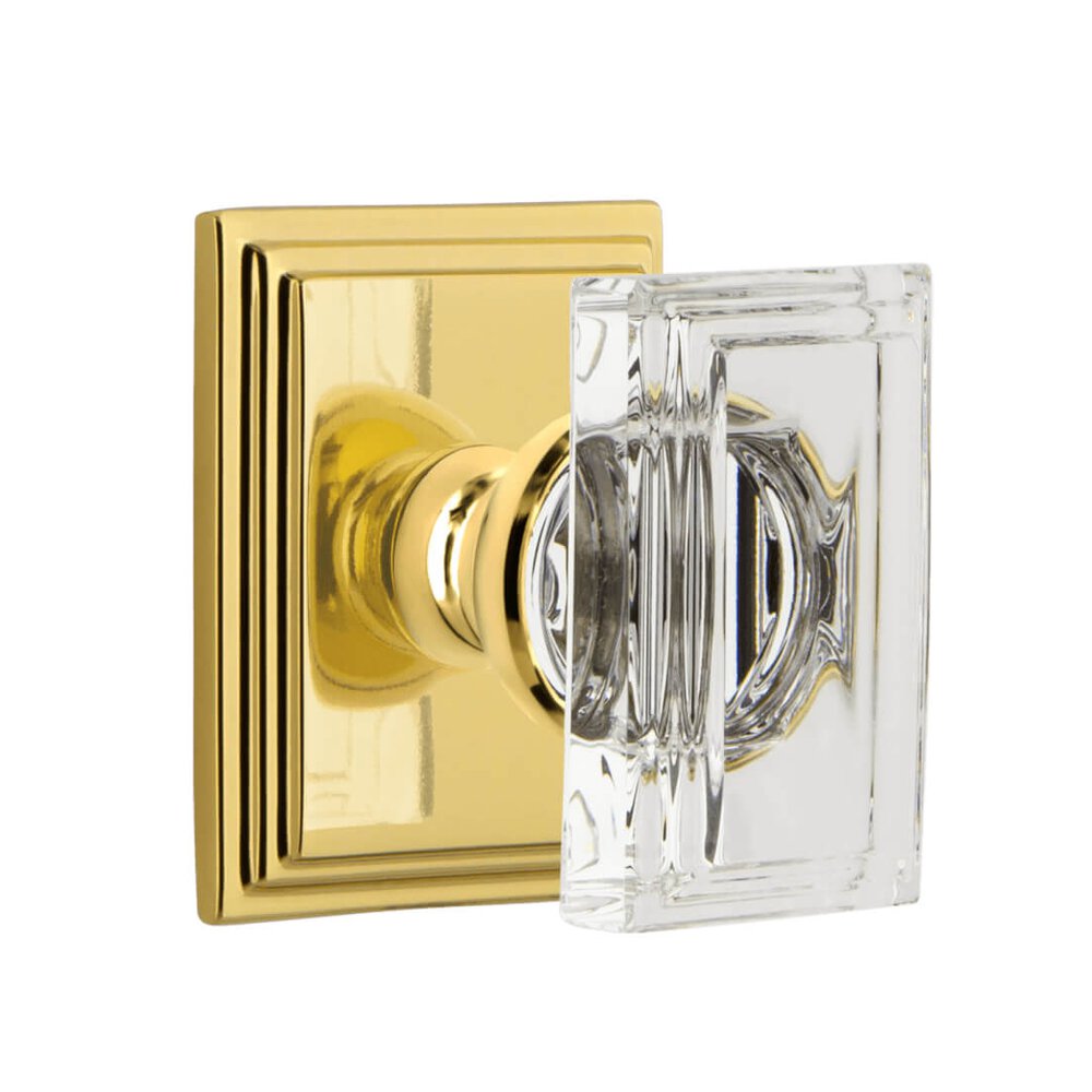 Grandeur Carre Square Rosette Double Dummy with Carre Crystal Knob in Lifetime Brass