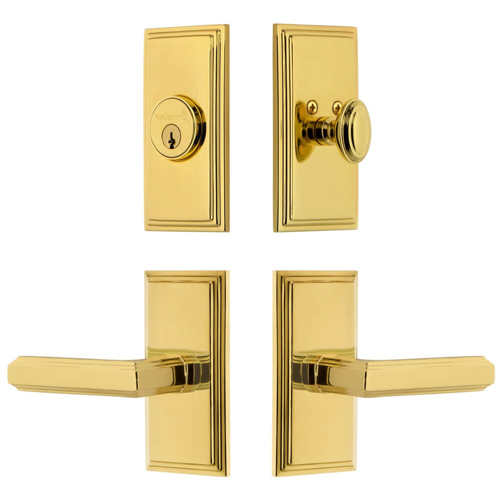 Grandeur Carre Short Plate Entry Set with Carre Lever in Lifetime Brass