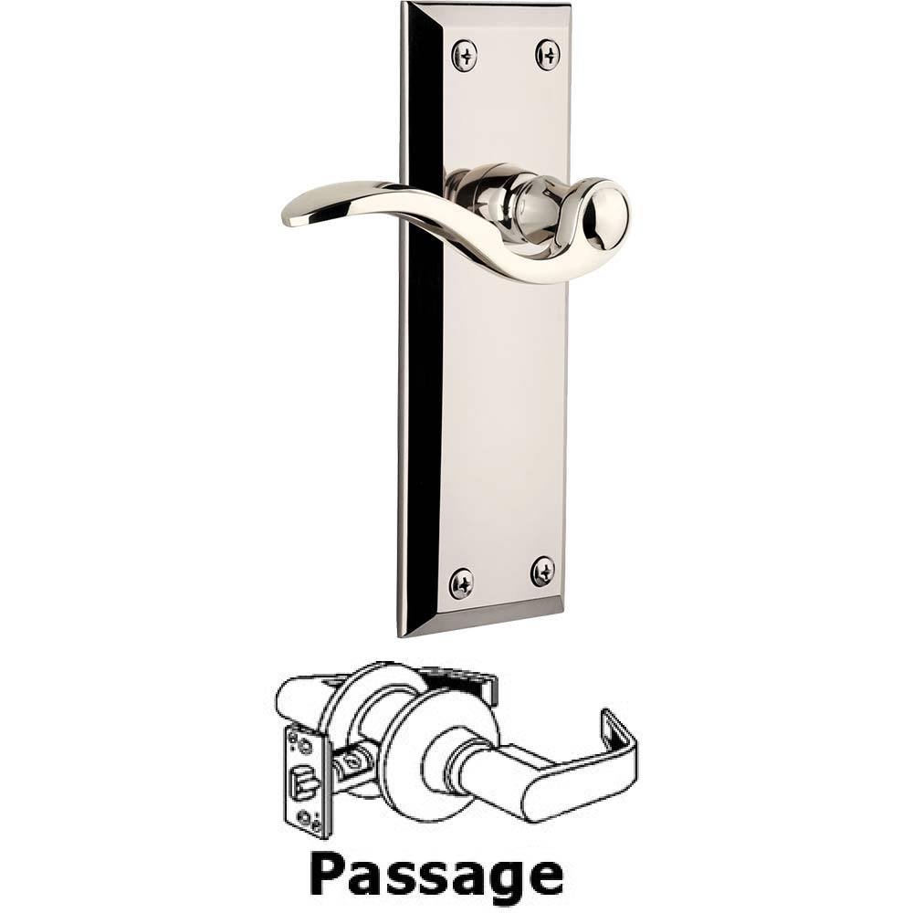 Grandeur Passage Fifth Avenue Plate with Bellagio Right Handed Lever in Polished Nickel